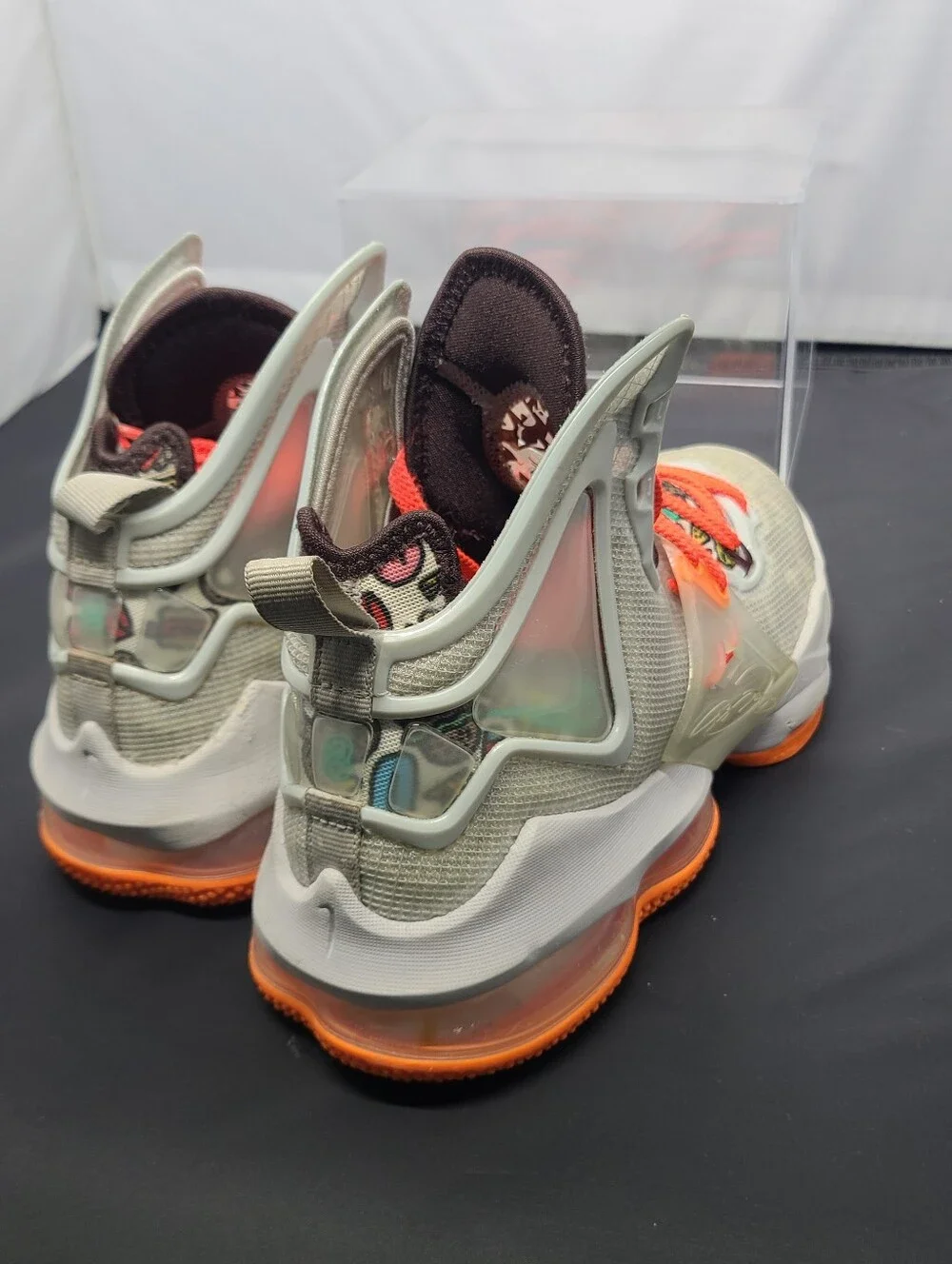 Nike LeBron 19 DD0418-001 Gray Orange Basketball Shoes Sneakers kids Size 5Y